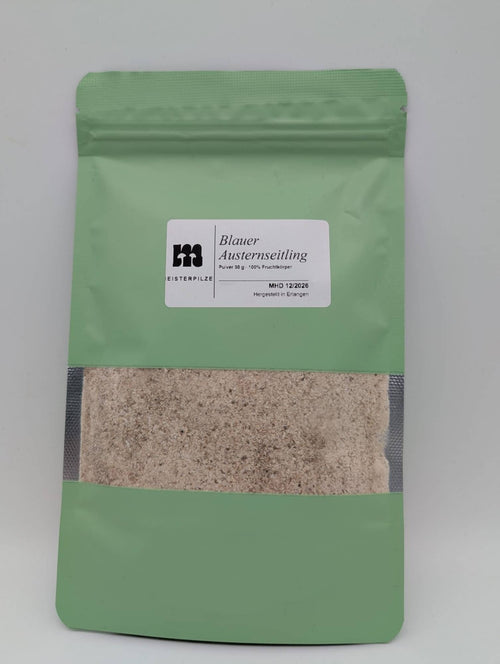 Pulver vom Blauen Austernseitling im grünen Beutel, 30 g, 100 % Fruchtkörper
